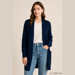 Zara Knit Women's Navy Blue cardigan, duster Sweater size medium normcore